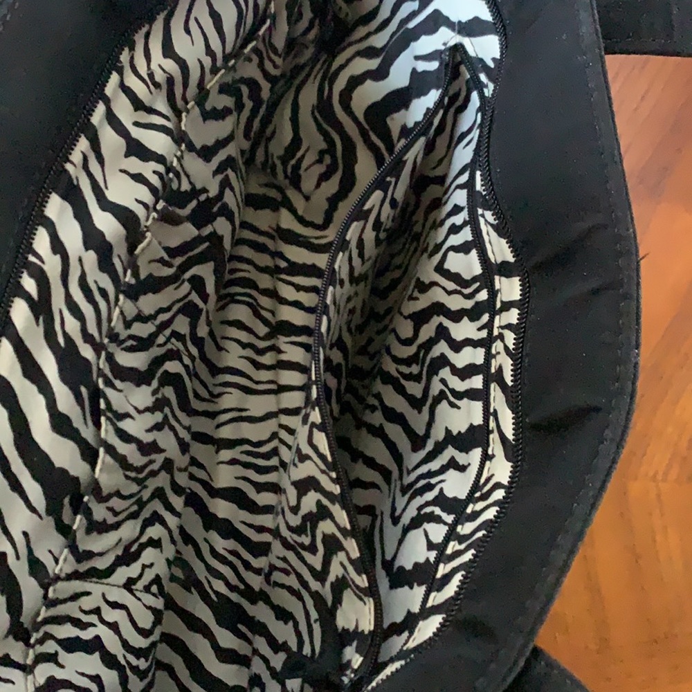 Vera Bradley Black Quilted Shoulder Tote | Zebra Interior | EUC | Retired - Picture 7 of 12